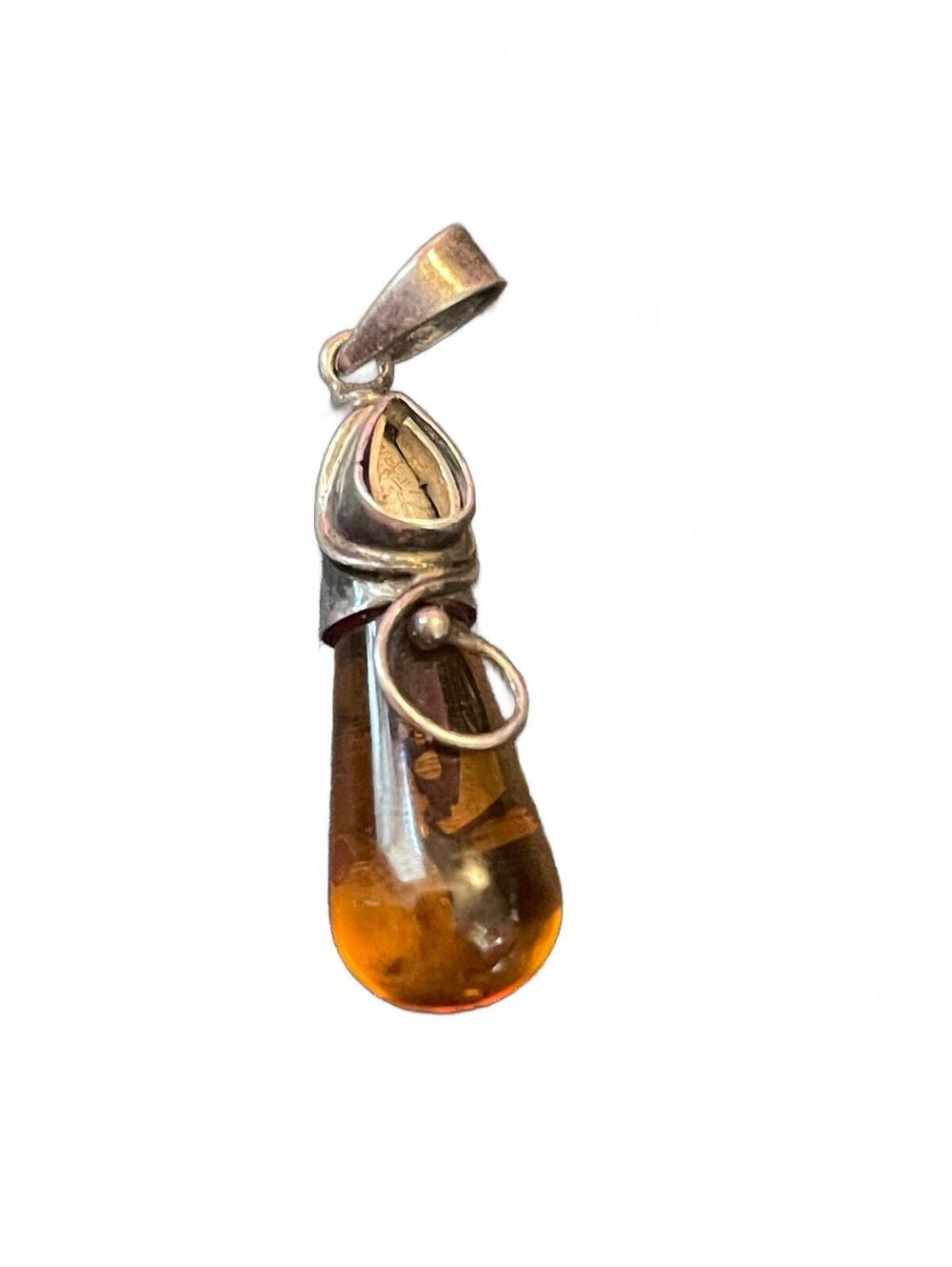 SAJEN 925 Sterling Silver Amber Pendant AS IS Missing Stone Artisan